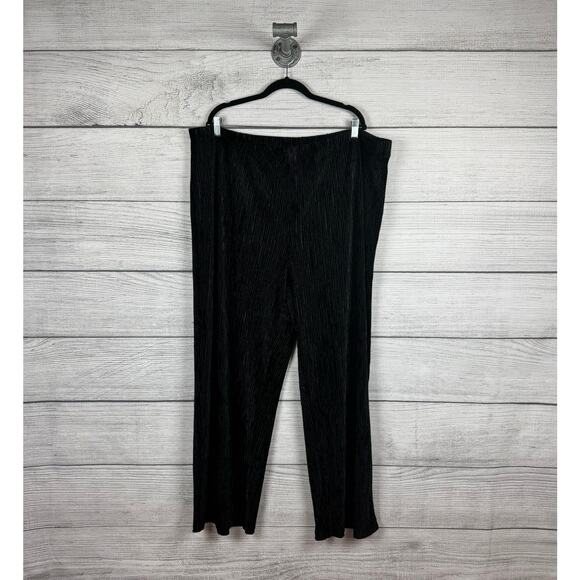 Dennis By Dennis Basso Plus Size Black Textured Velvet Wide Leg Pants Size 2X - Picture 1 of 8
